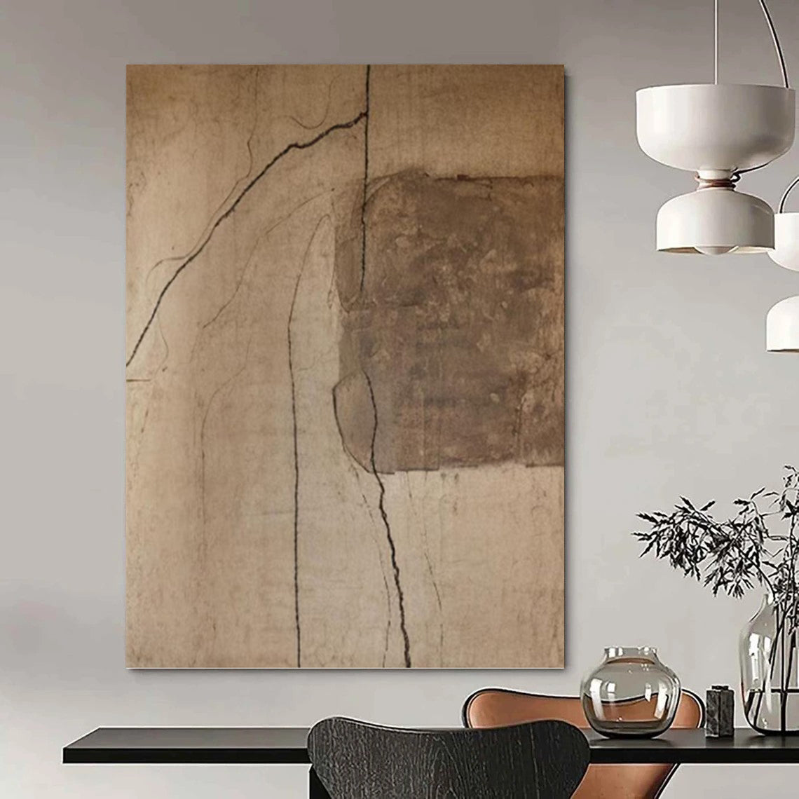 “Cracked Neutral Abstraction” - Textured Minimalist Painting On Canvas DKH1661