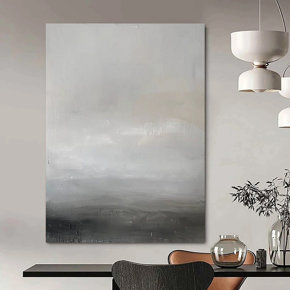 “Gray, White Minimalist Horizon” – Minimalist Abstract Art CT1013