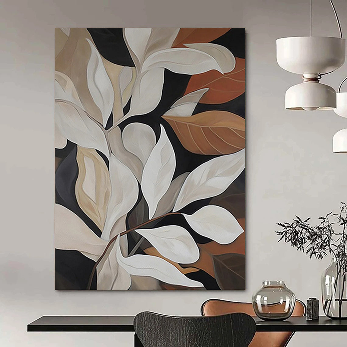 “Neutral - Toned Leafy Abstract” - Nature - Inspired Painting On Canvas DKH1125