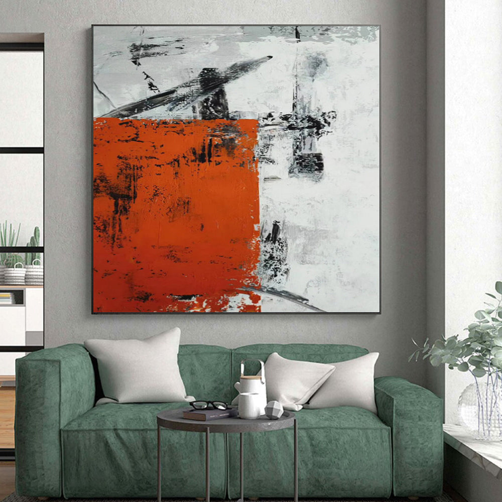 “Rustic Orange - Black Abstract” Abstract Acrylic Art CT0332
