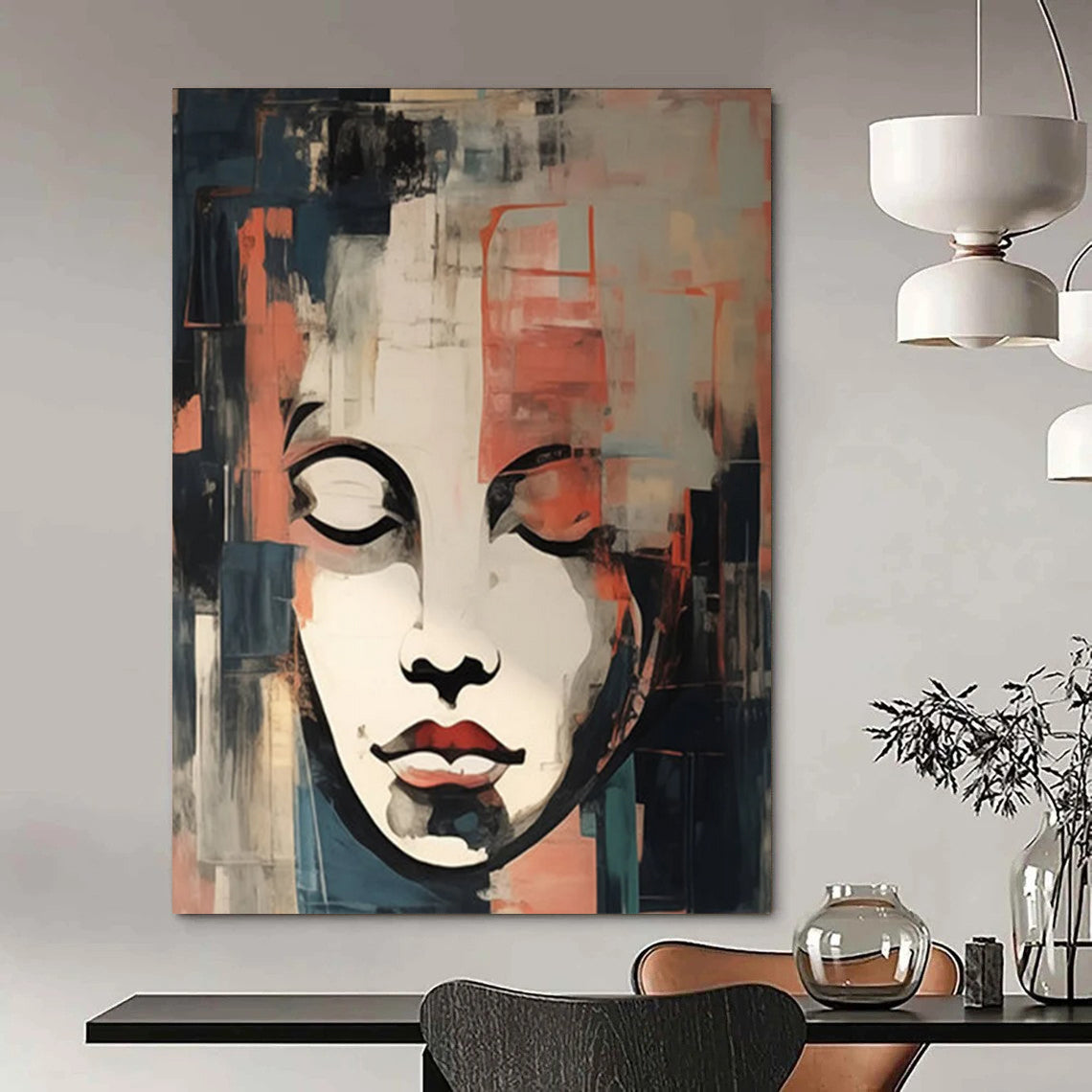 “Abstract Cubist Face” - Cubist - Inspired Portrait Painting On Canvas DTP124