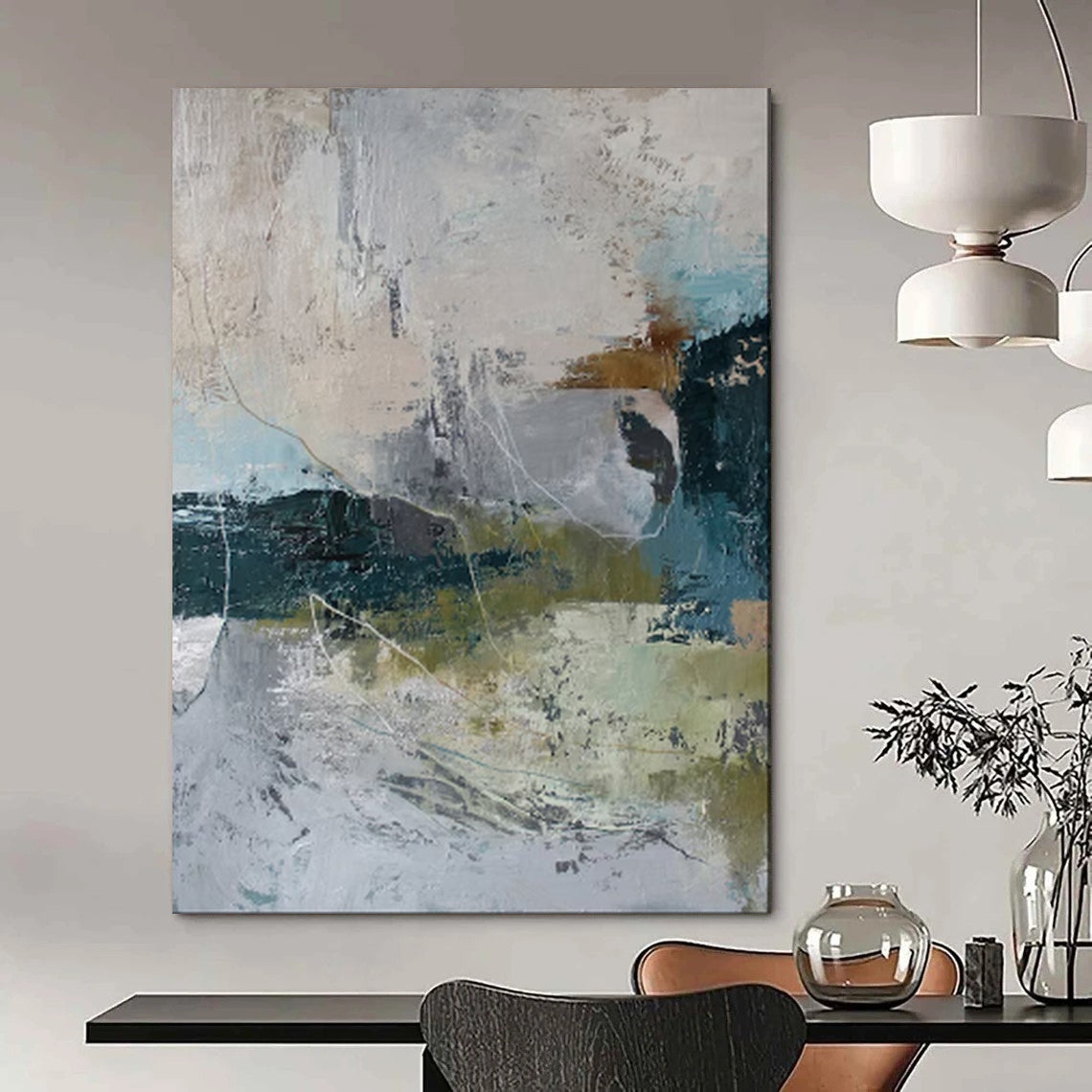 Mixed Color Abstract Layers Modernist Textured Art CT1922