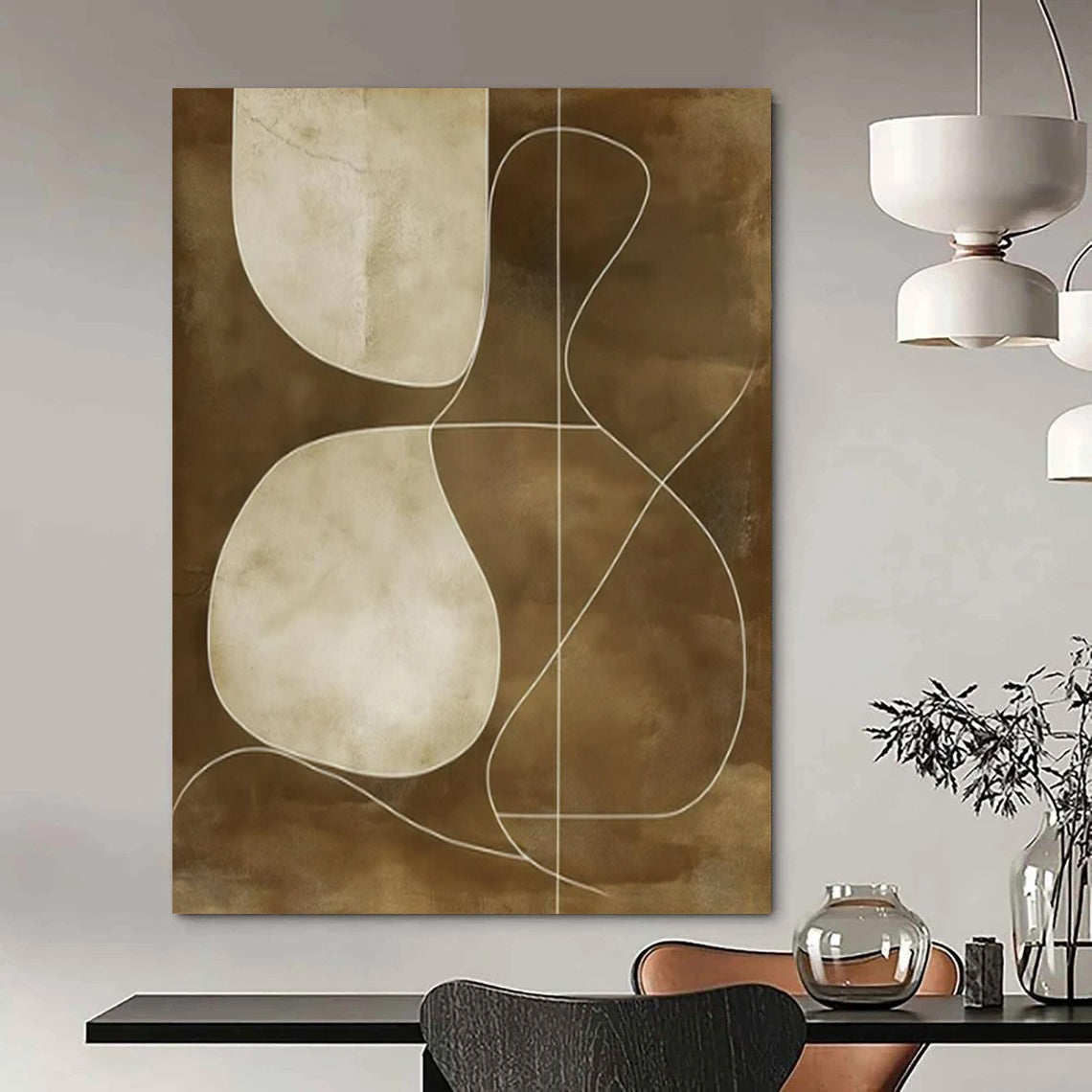 “Brown - Toned Abstract” ,Abstract Minimalist Acrylic Art CT0941