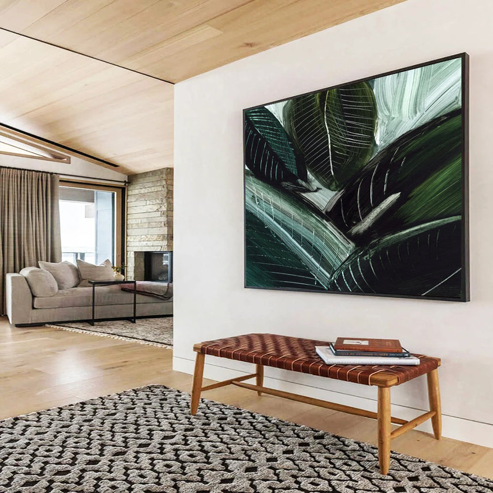 “Dark Green Leafy Abstract” Botanical Abstract Painting On Canvas DLZ144