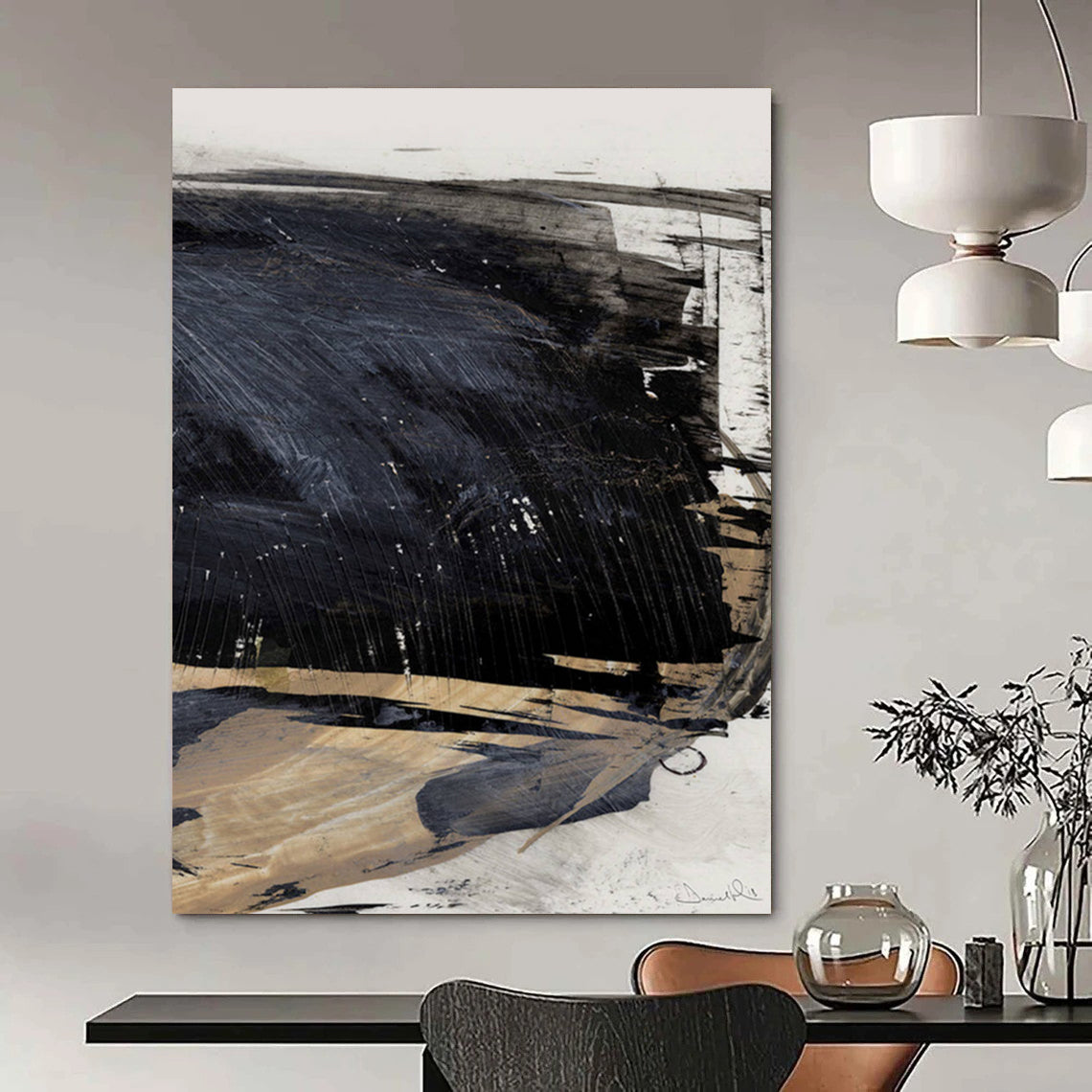 “Monochromatic Black Mass” - Black and Brown Abstract Painting On Canvas DTP202