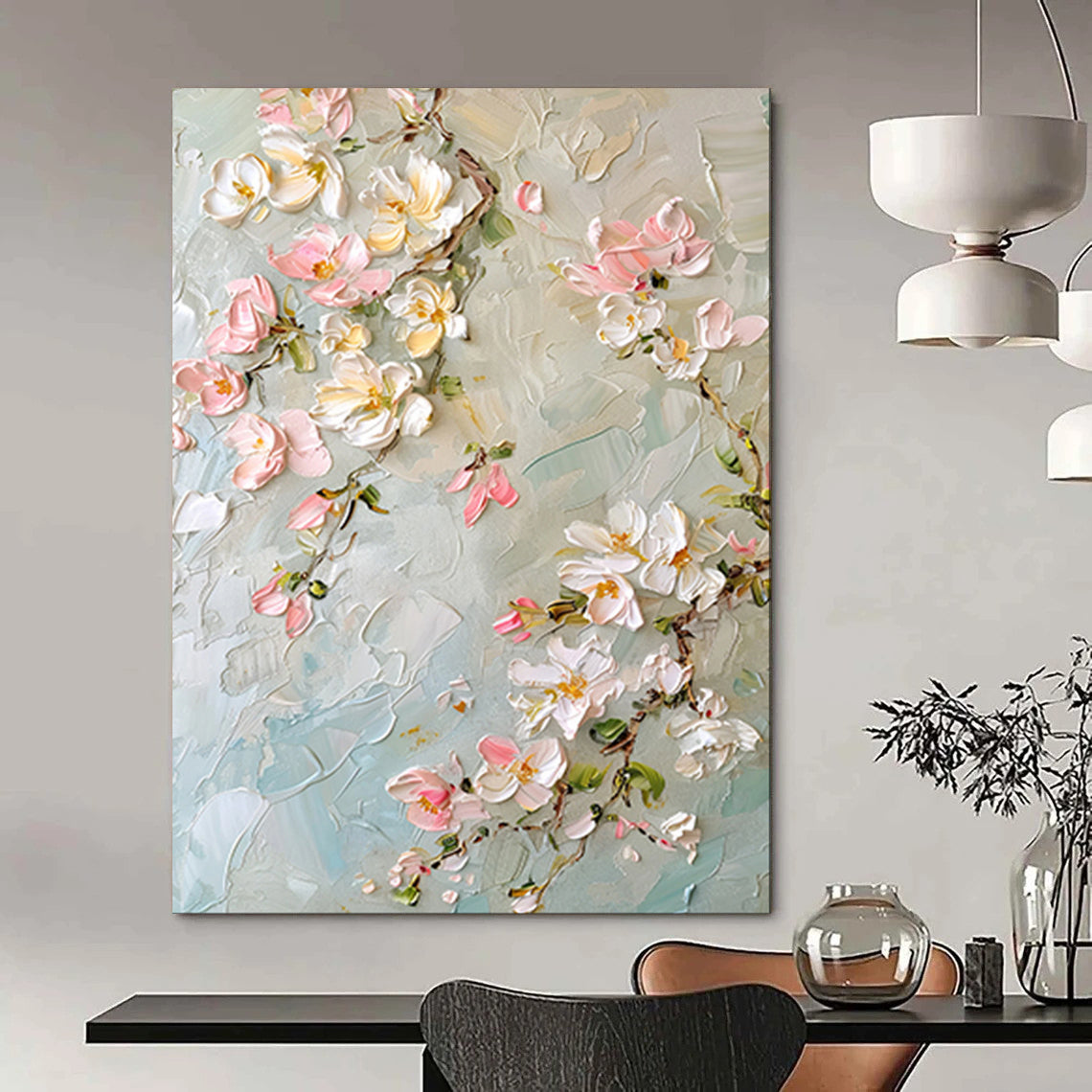 “Textured Blossom Branches” – Impasto Floral Oil Painting CT2067