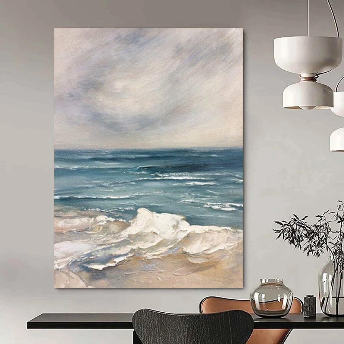 “Serene Seaside View” - Impressionist Landscape Painting On Canvas DTP048
