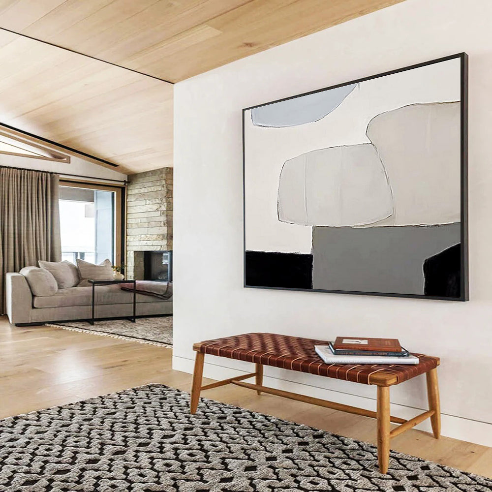 Soft Geometric Forms - Minimalist Abstract Painting On Canvas DKH597