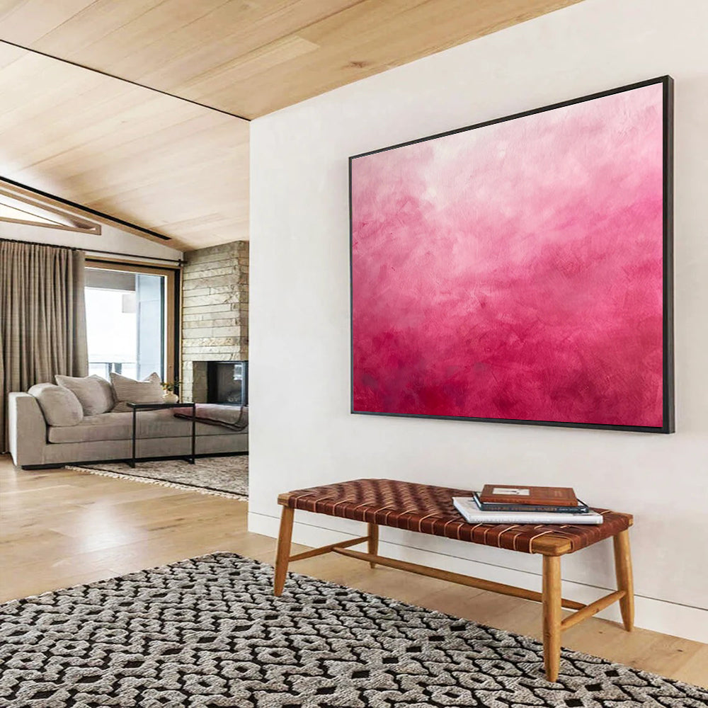 Gradient Pink Abstract Painting On Canvas DKH272