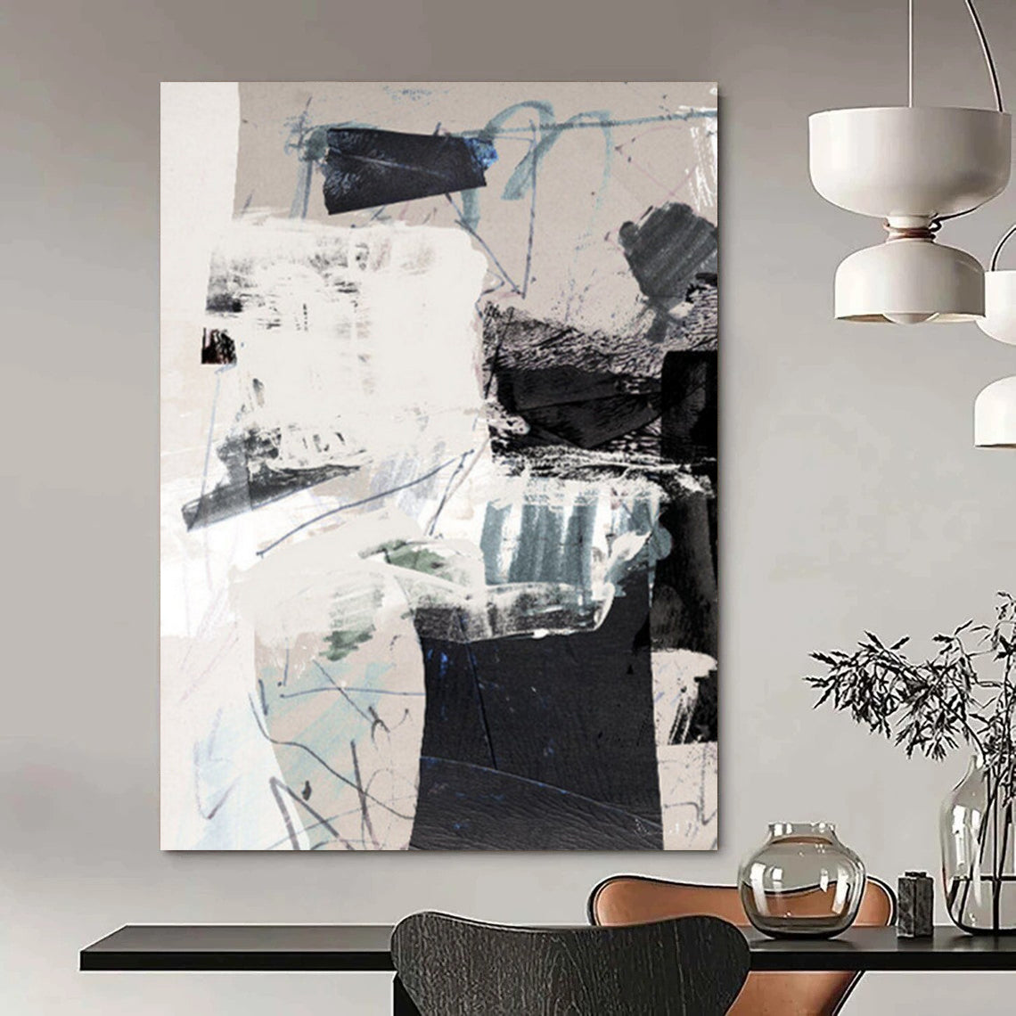 “Collage - Style Abstract” - Mixed - Media Collage Abstract Painting On Canvas DTP194