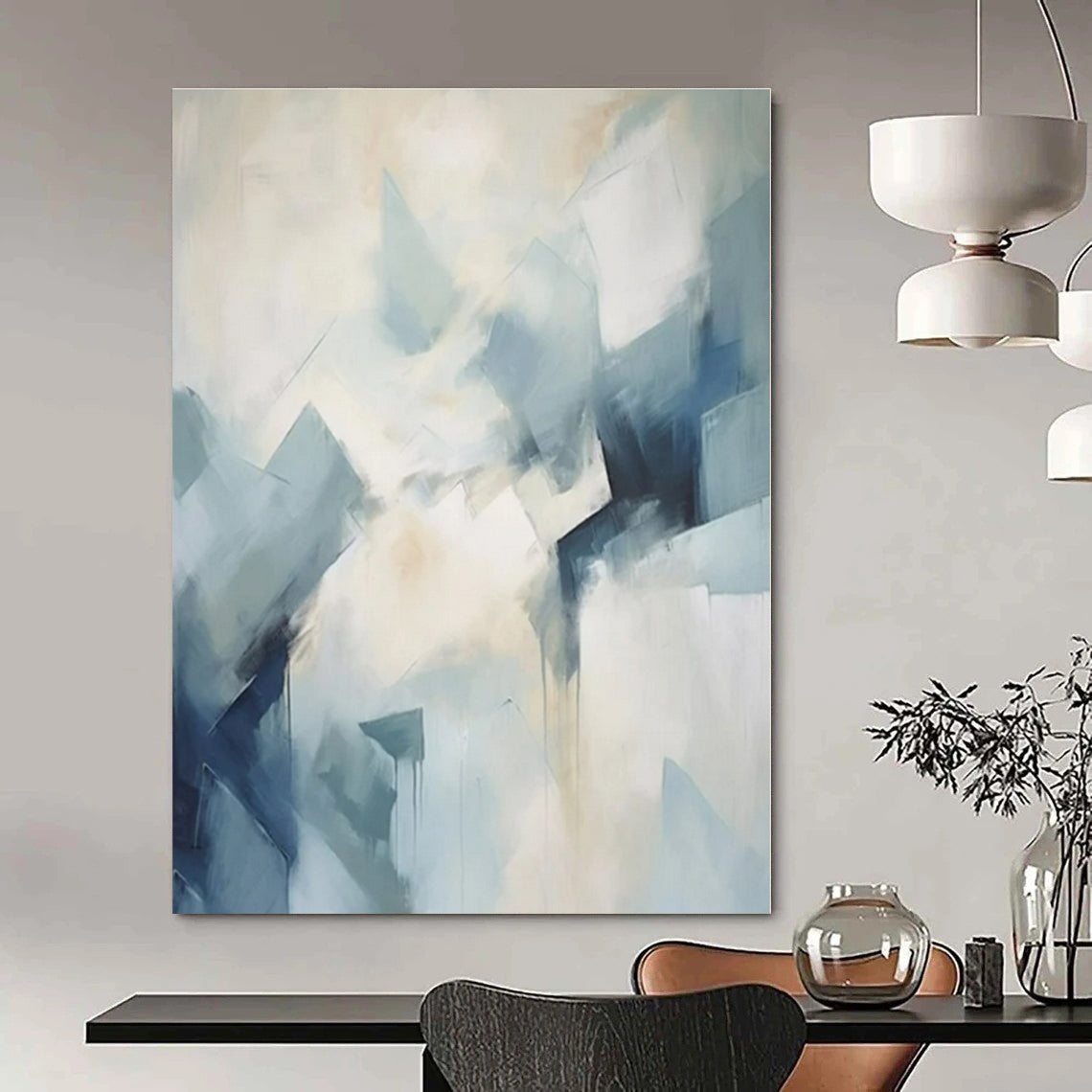 Cool Blue Geometric Shapes - Abstract Geometric Acrylic On Canvas CT1337