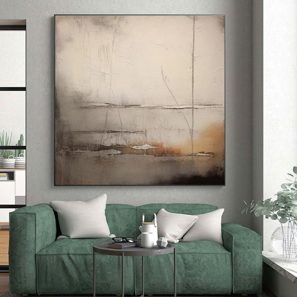 Gray Textured Layers, "Misty Depths" - Textured Abstract Painting CT0709