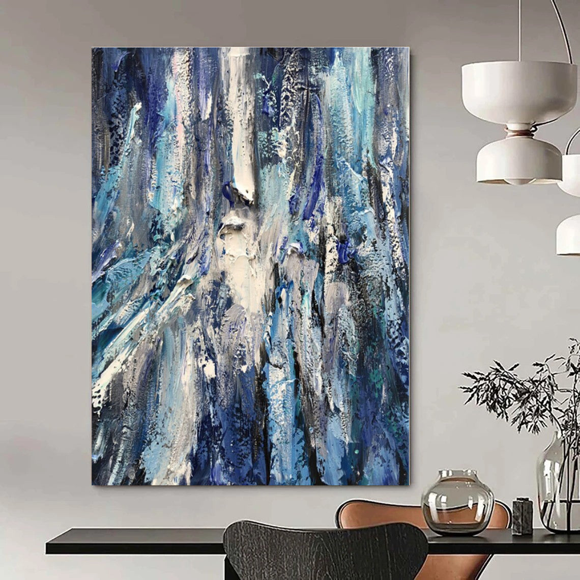 Deep Blue Textured Abstraction - Impasto Abstract Acrylic On Canvas CT1350