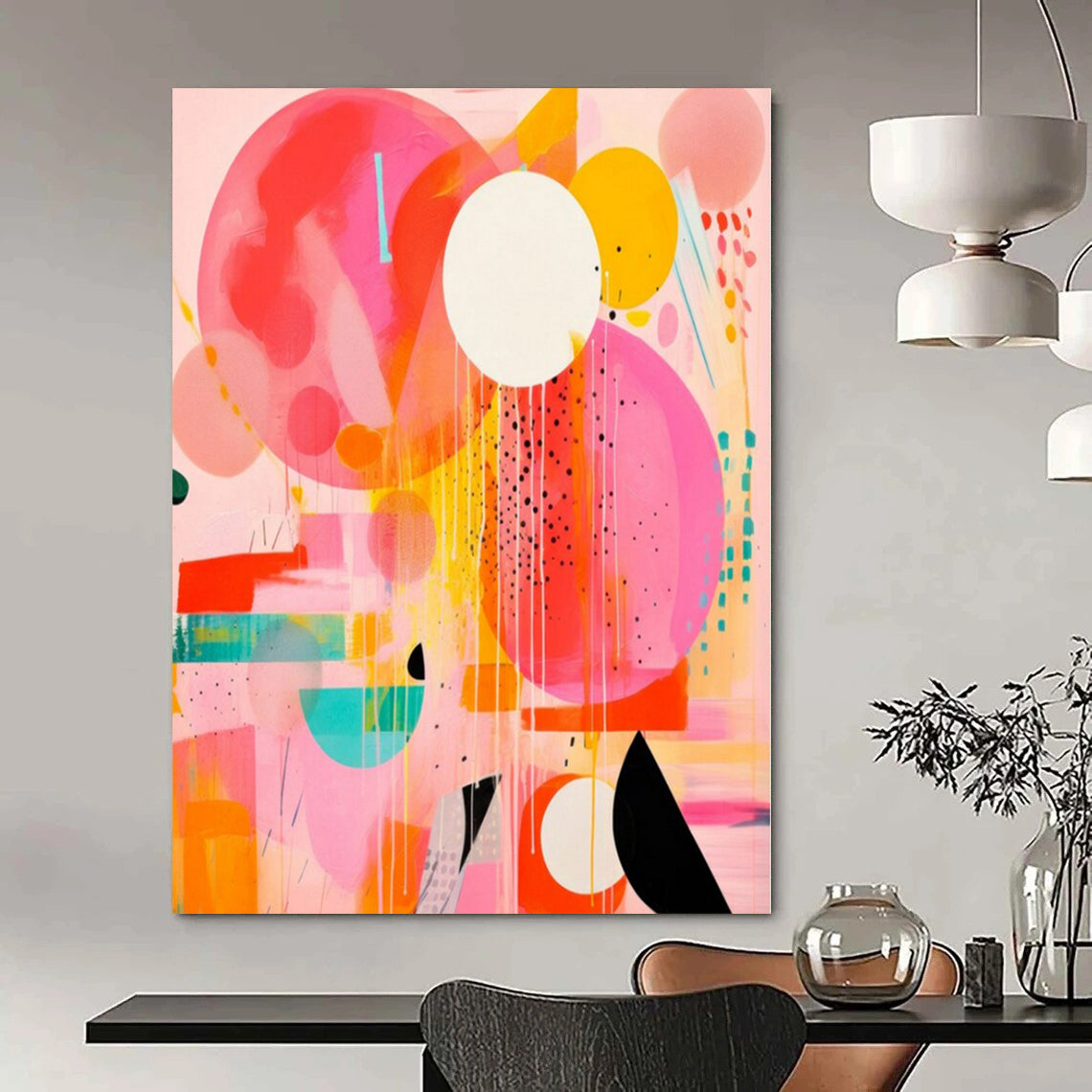 “Playful Colorful Circles” – Geometric Abstract Painting CT1181