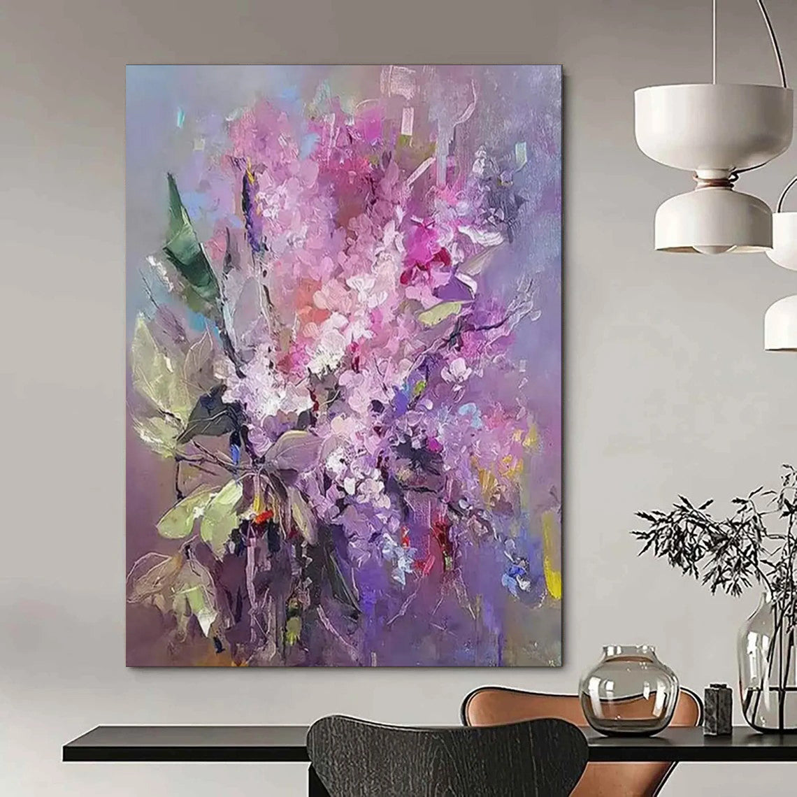 “Lilac Blooms in Soft Light” – Impasto Floral Painting On Canvas CT2109