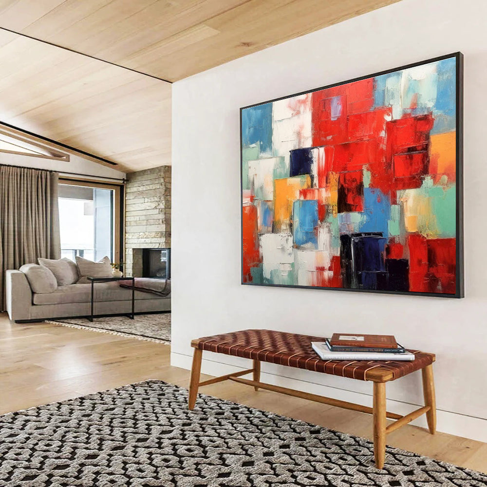 Colorful Cubist Abstract Painting On Canvas DKH277