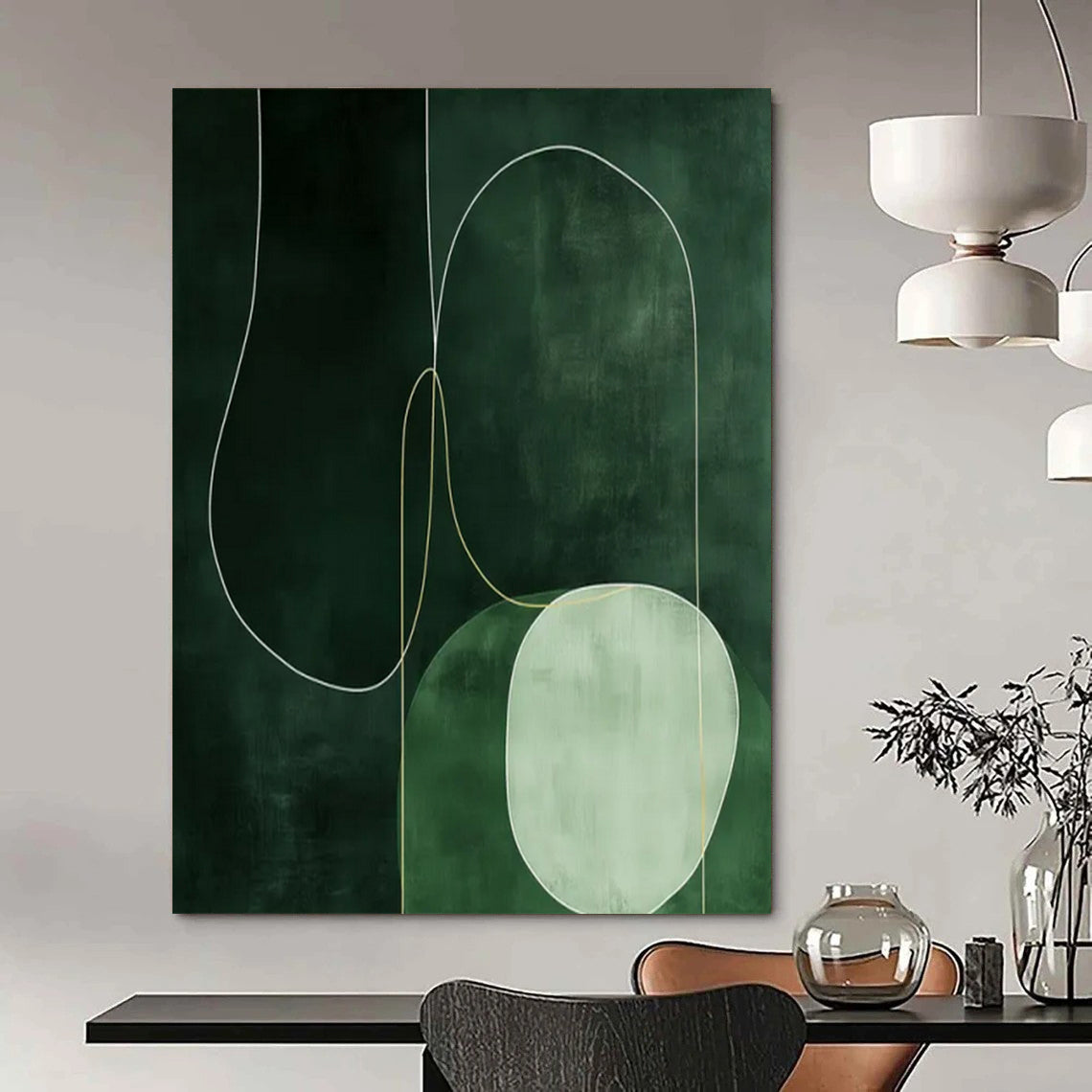 “Green - Toned Abstract” ,Abstract Minimalist Acrylic Art CT0951