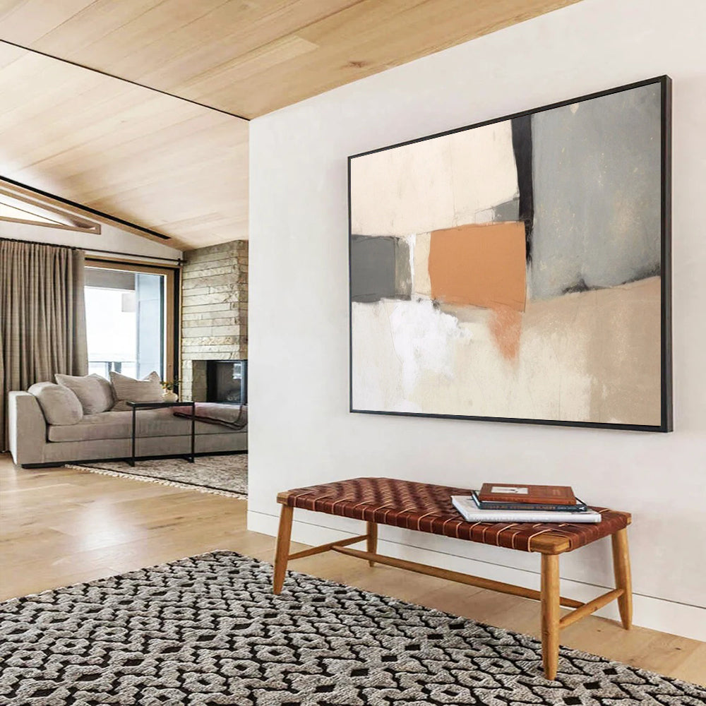 “Neutral Tones With Terracotta Accent” Abstract Painting On Canvas DLZ076