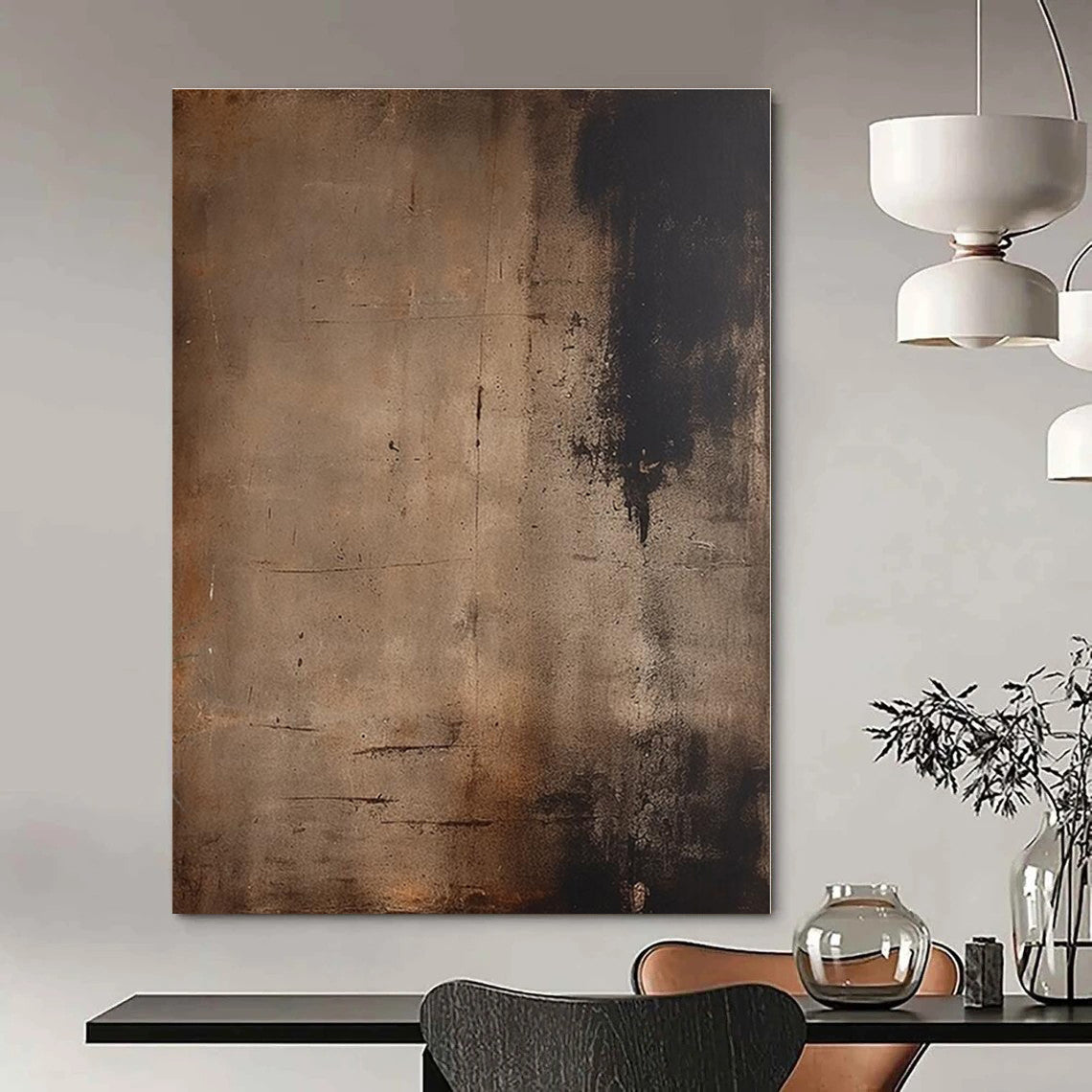 Dark Brown Textured Abstract - Subtle Textured Acrylic Painting CT1361