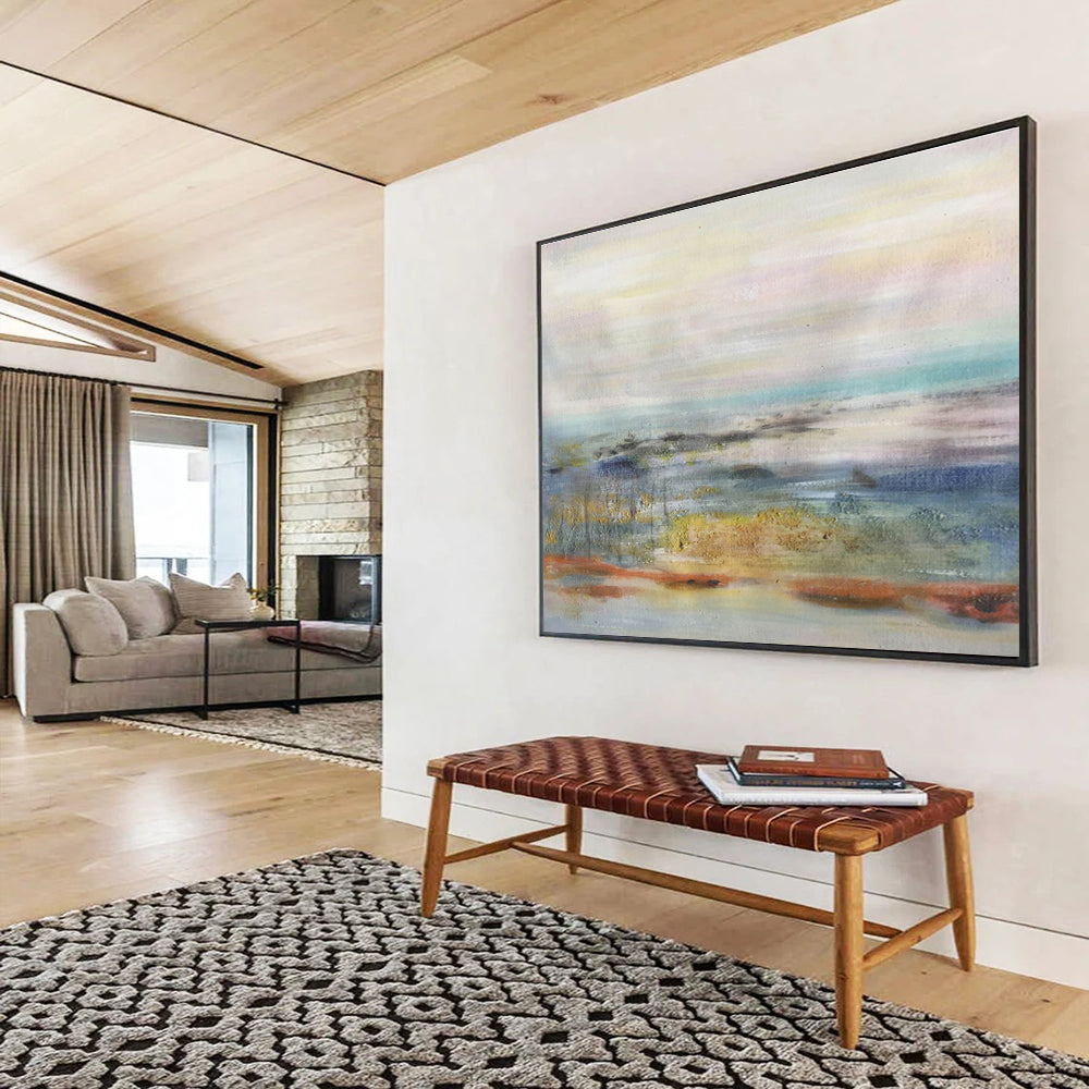 Pastel Toned Abstract Horizon Painting On Canvas DKH300