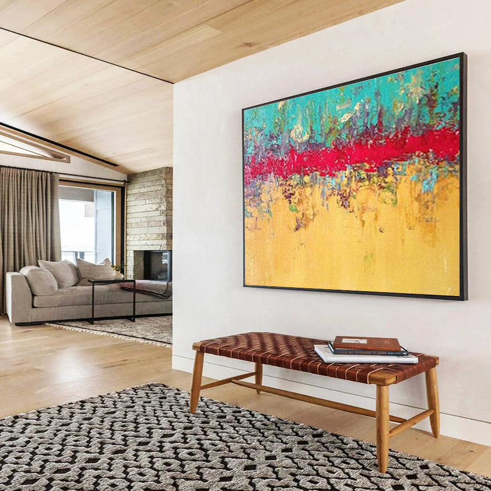 “Vibrant Color Strip Abstract” Abstract Expressionist Painting On Canvas DKH403