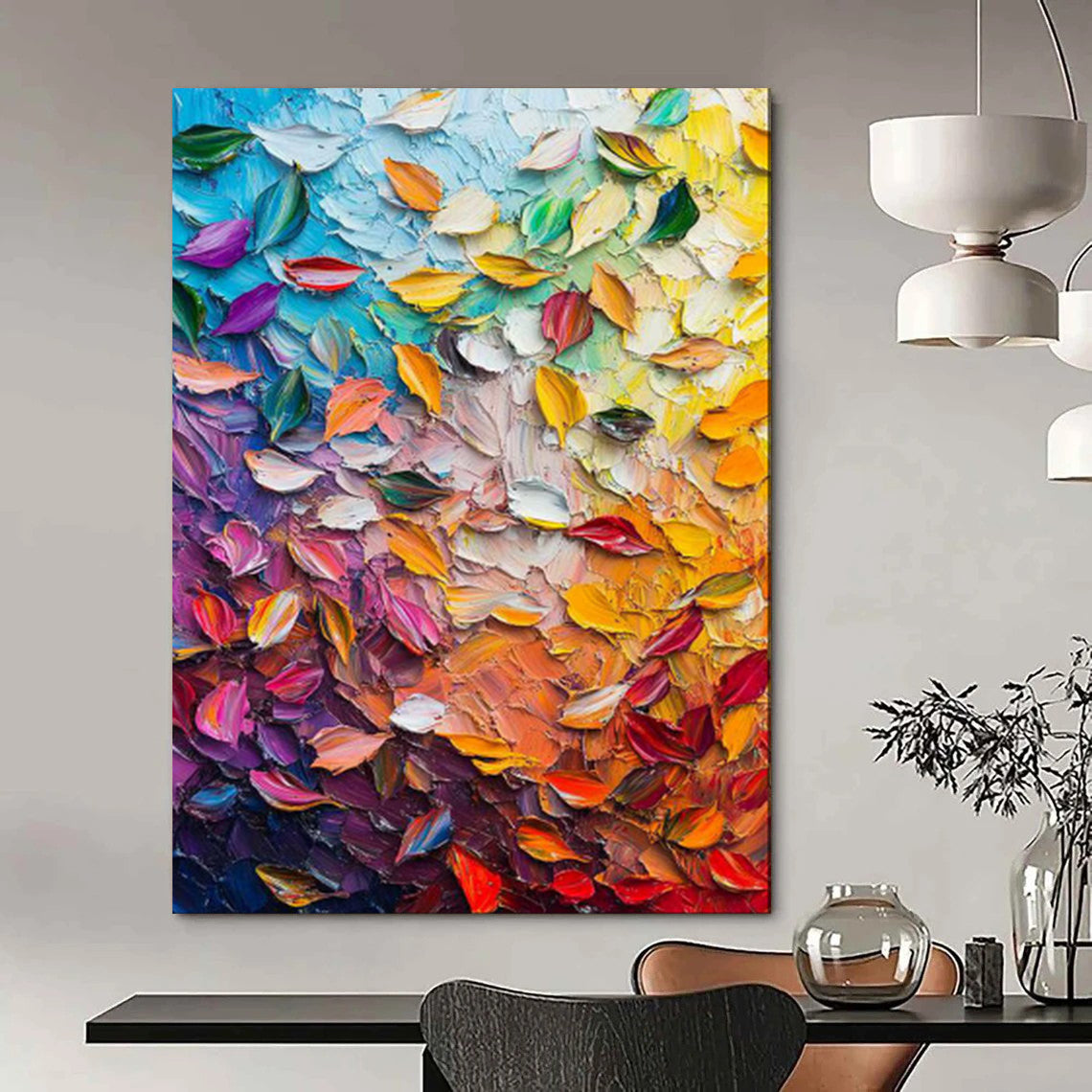 “Colorful Petal Mosaic” – Impasto Floral Oil Creation CT2071