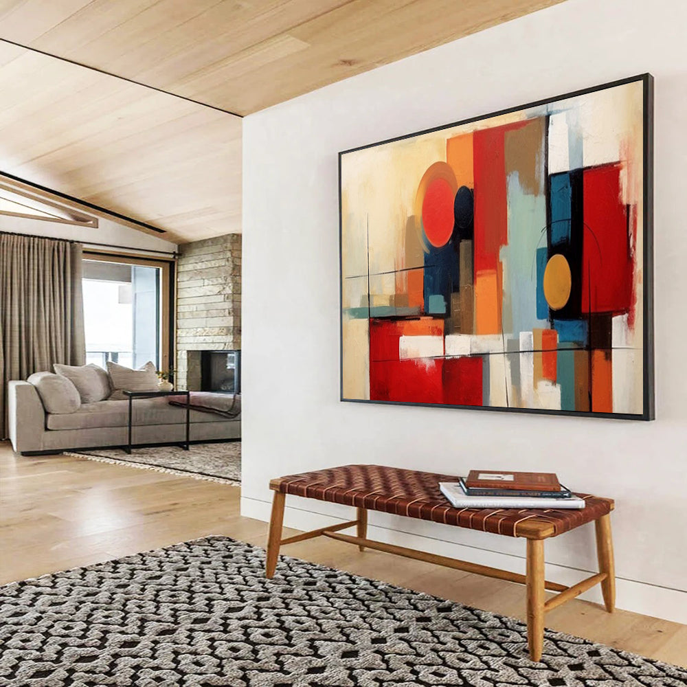 Geometric Abstract Shapes - Cubist - Inspired Painting On Canvas DLZ219