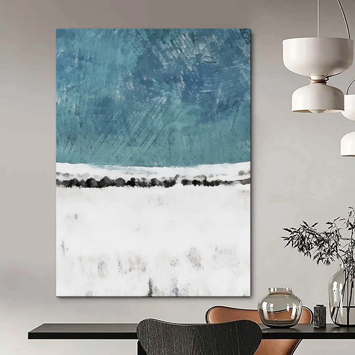 “Blue and White Abstract” - Minimalist Abstract Art CT2025