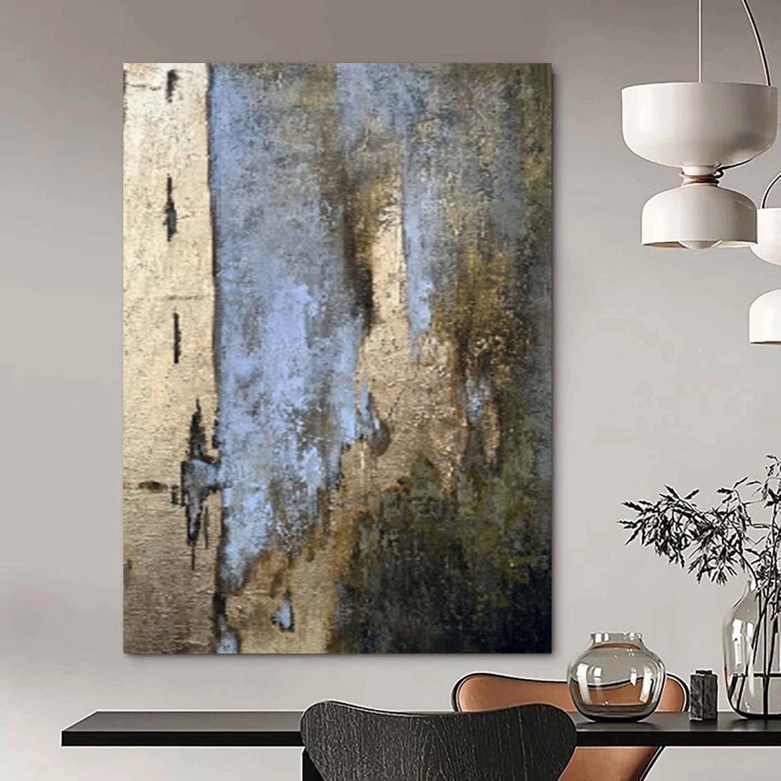 “Blue - Gold - Brown Textured Layers” – Abstract Textured Layer Art CT1001