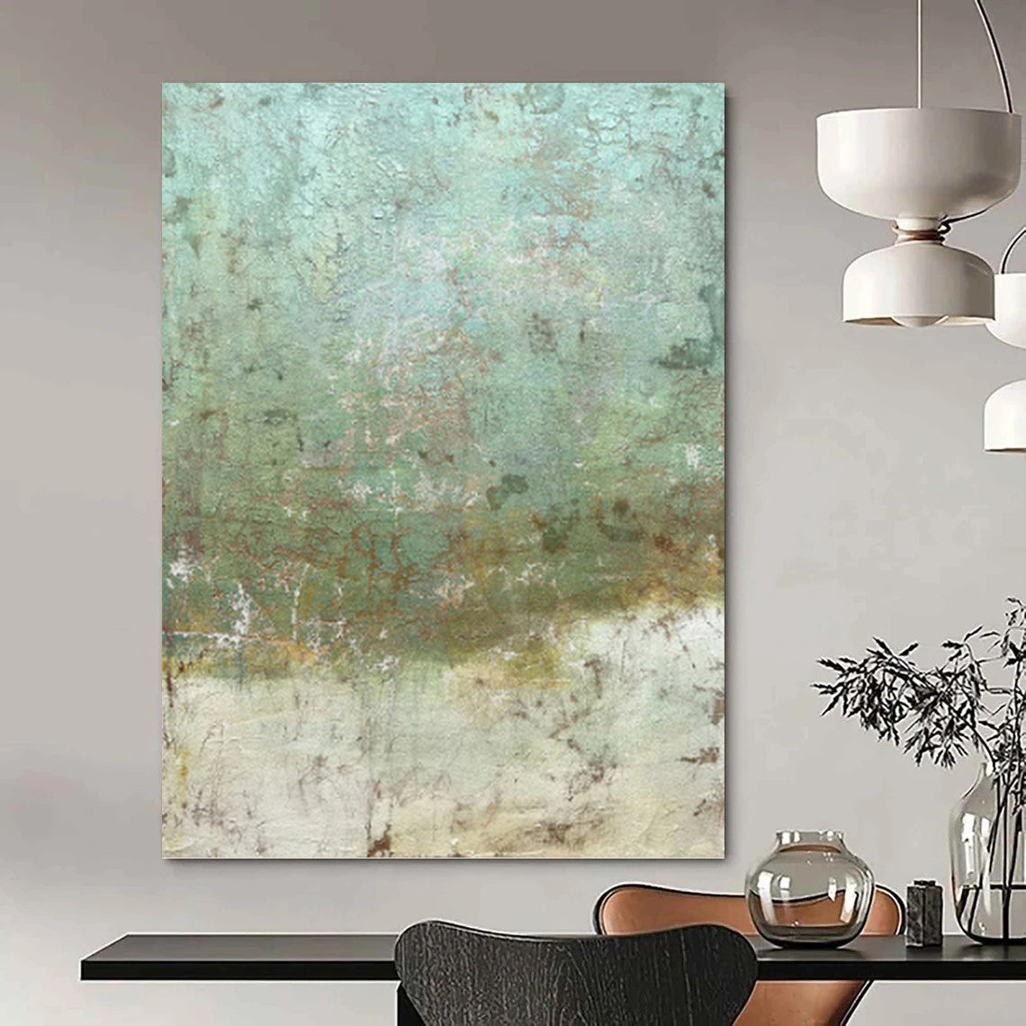 “Aged Patina” - Green & Brown Textured Surface Painting On Canvas DKH1512