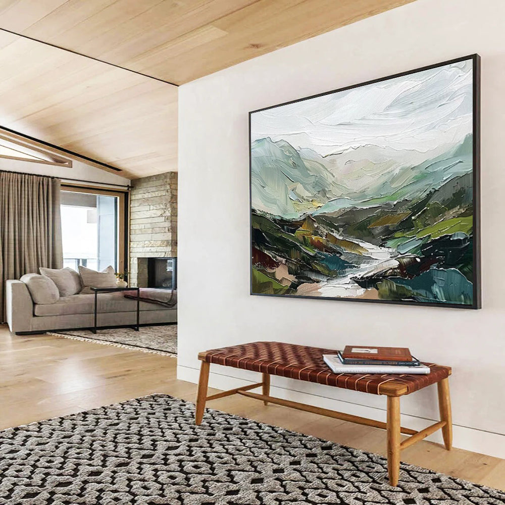 “Colorful Mountain Valley” Impasto Landscape Painting On Canvas DKH468
