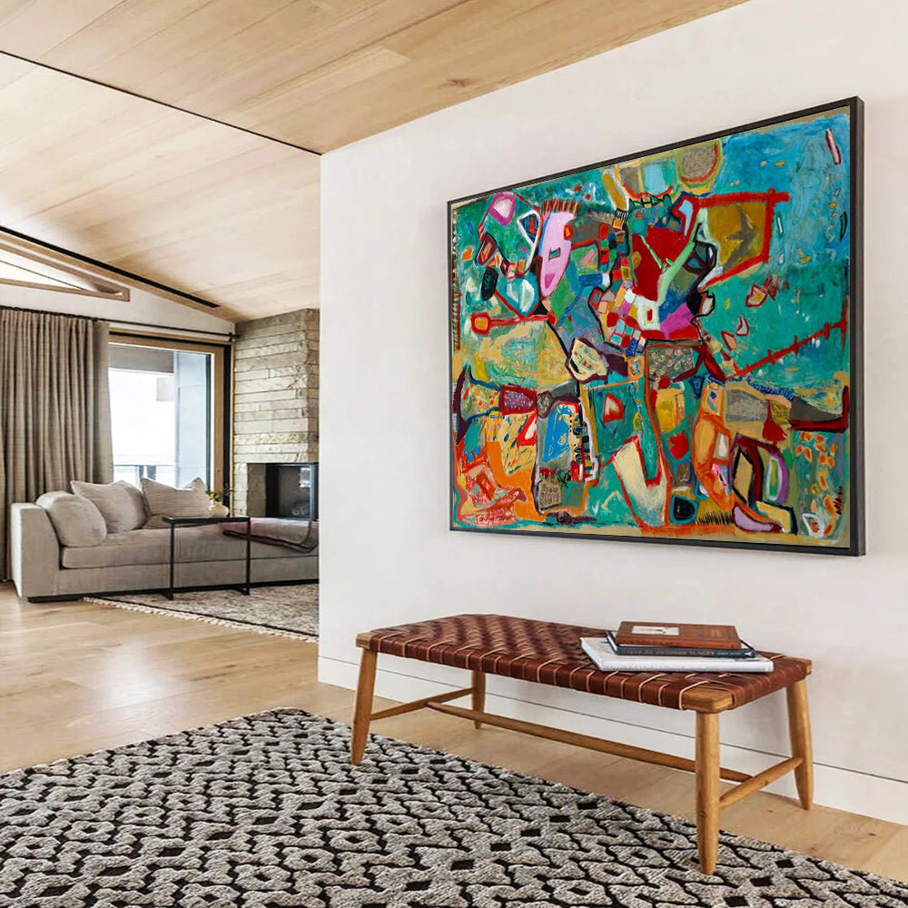 Colorful Abstract Shapes - Abstract Expressionist Painting On Canvas DLZ233
