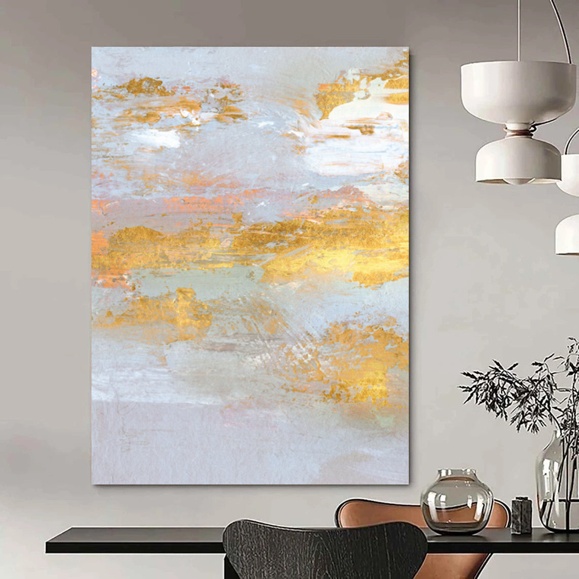 “Gold - Accented Abstract” - Abstract Expressionist Painting On Canvas DTP159