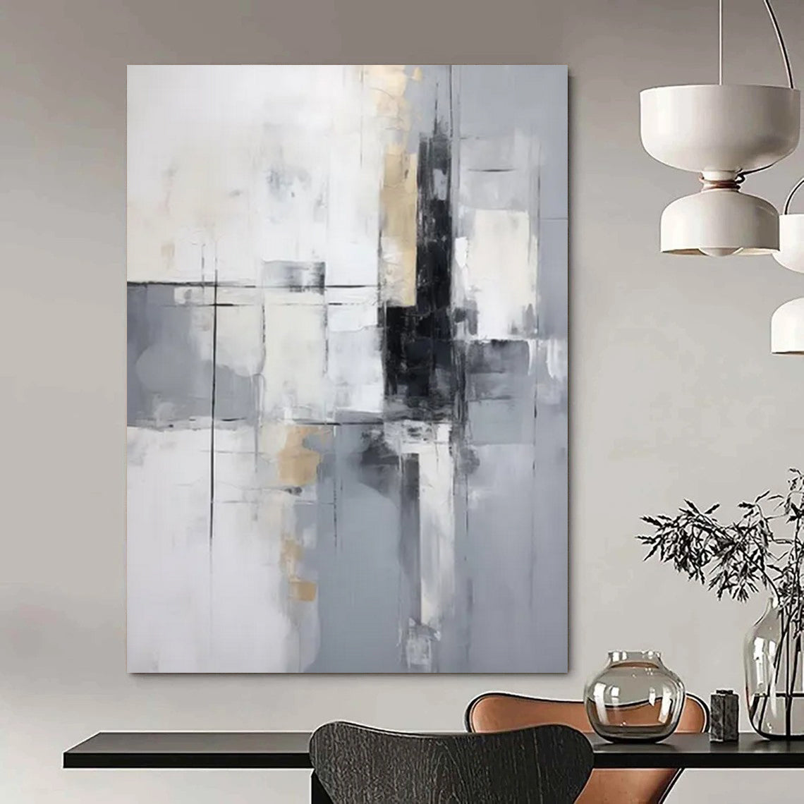 “Neutral Geometric Abstraction” - Minimalist Abstract Painting On Canvas DTP138
