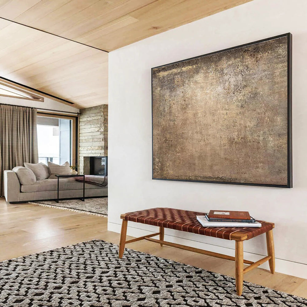 Aged Texture in Brown - Abstract Impasto Painting On Canvas DKH599