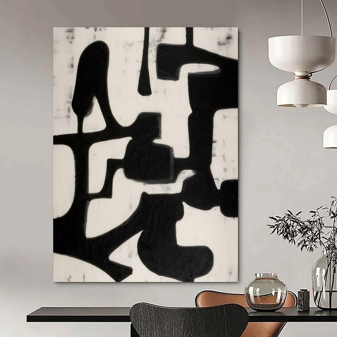 “Black - White Textured Forms” – Minimalist Abstract Art CT1036