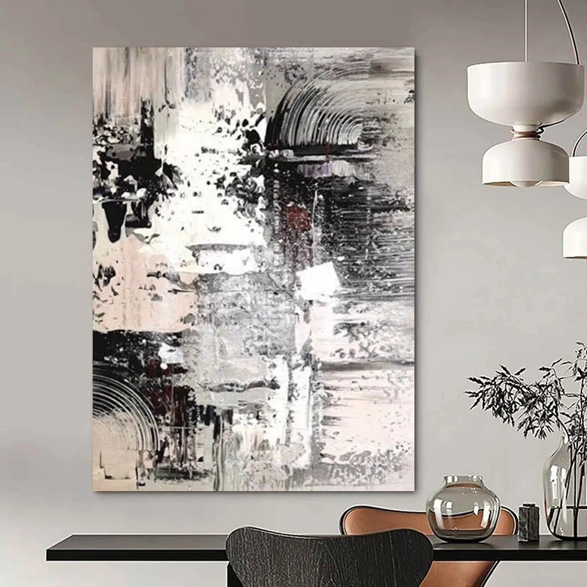 “Monochrome, Textured Layers ‘Gray Harmony’” - Abstract Impasto Painting On Canvas DTP392