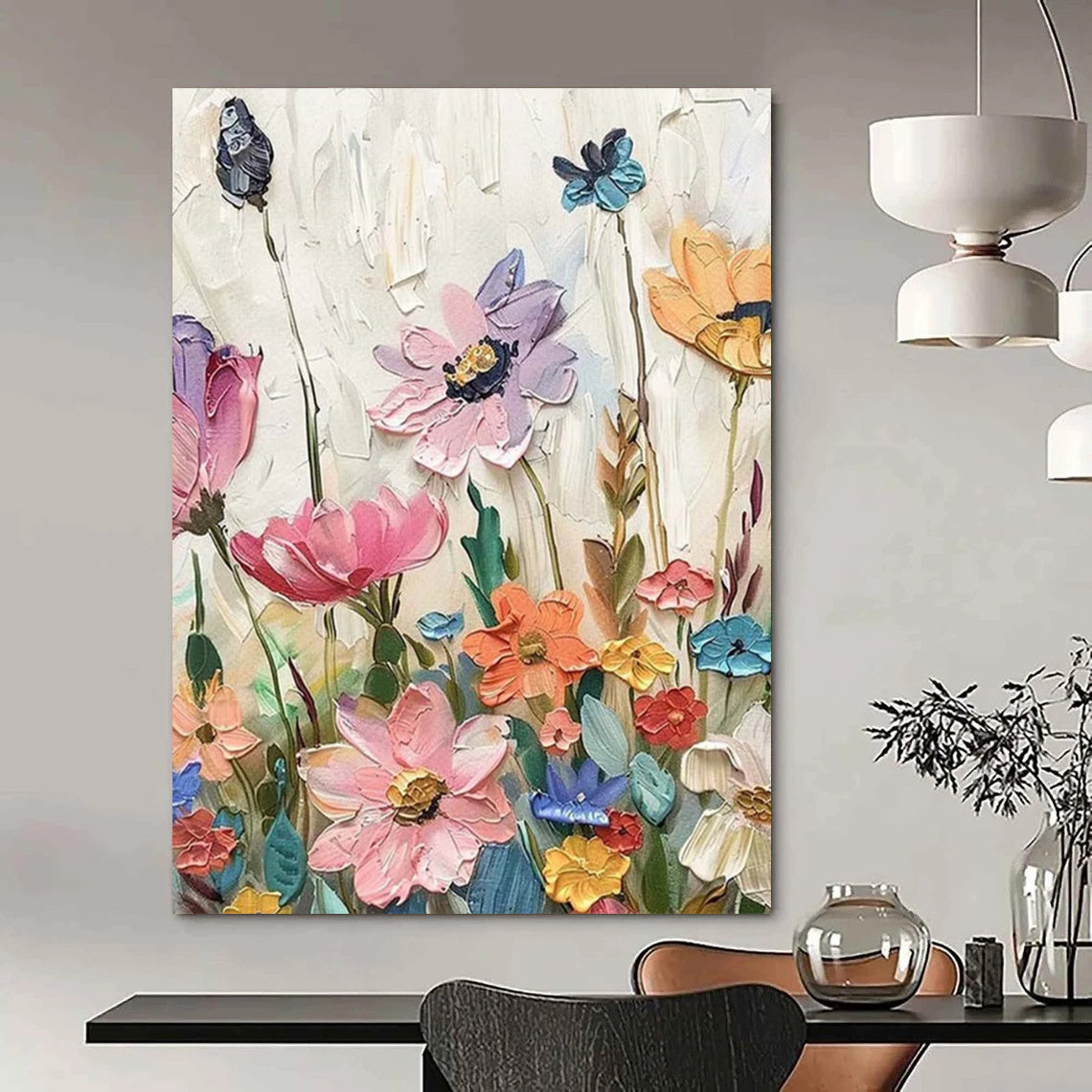 “Colorful Floral Impasto” - Impressionist Flower Painting On Canvas DTP081