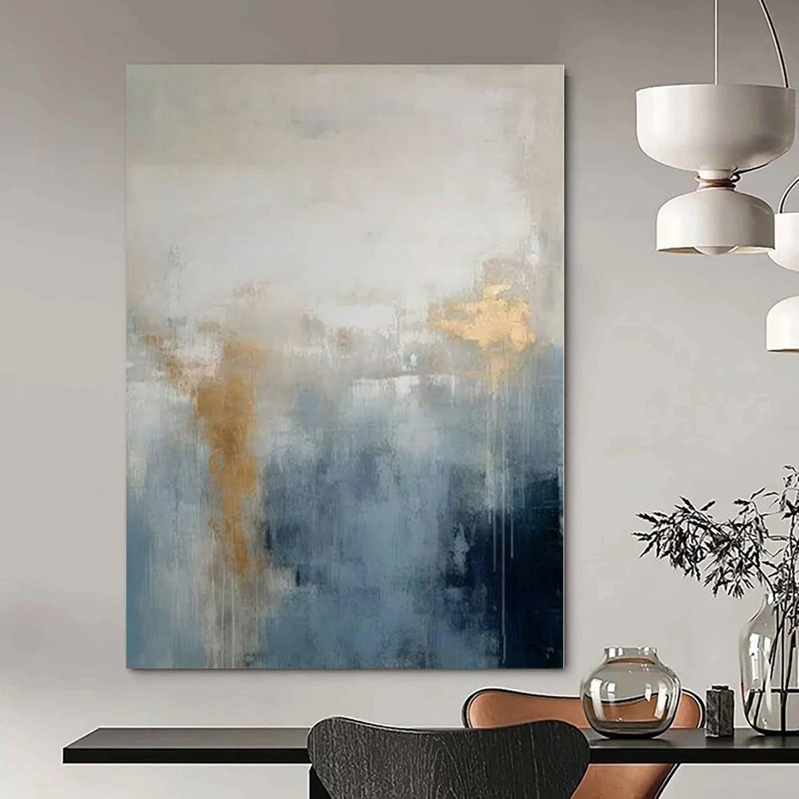 Blue - Gray Haze with Gold Flecks - Abstract Atmosphere Art CT1211