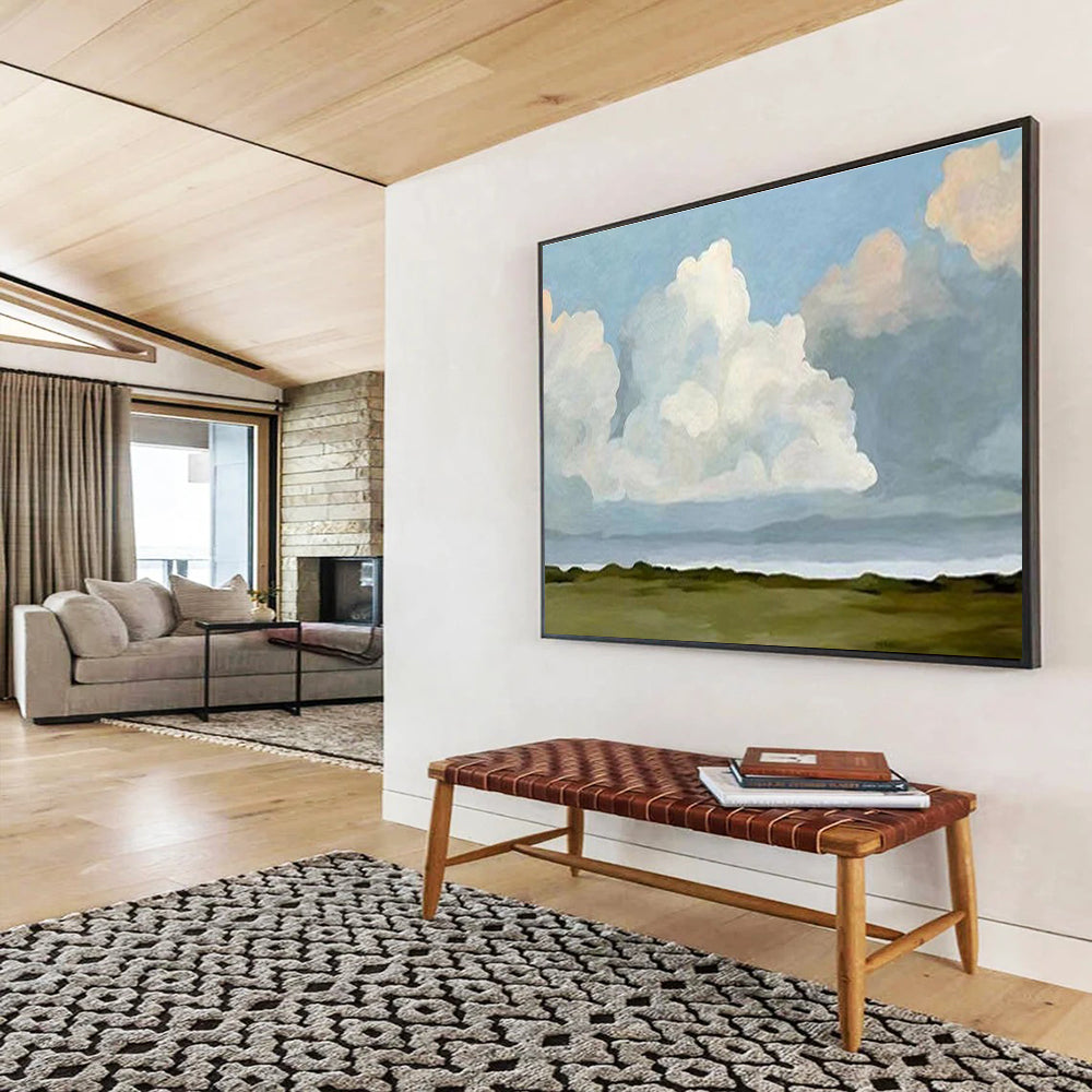 “Serene Cloudscape” Abstract Landscape Painting On Canvas DKH405