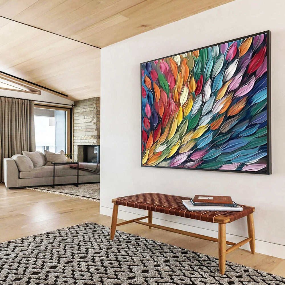 Colorful Feather - Like Forms Painting On Canvas DKH689