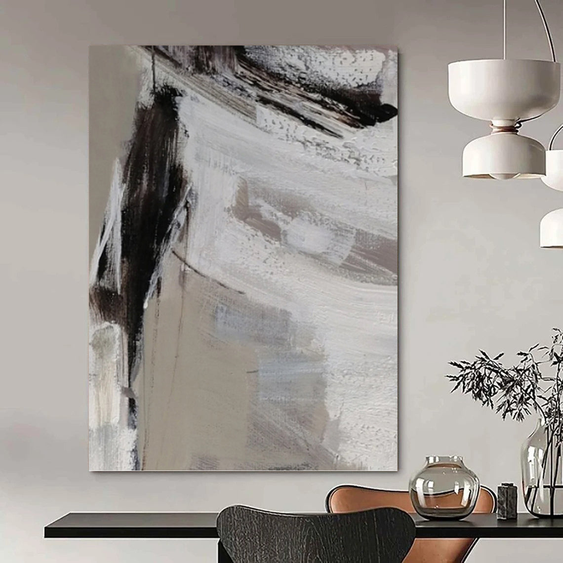Gray - White Textured Abstraction - Abstract Impasto Painting On Canvas DKH1304