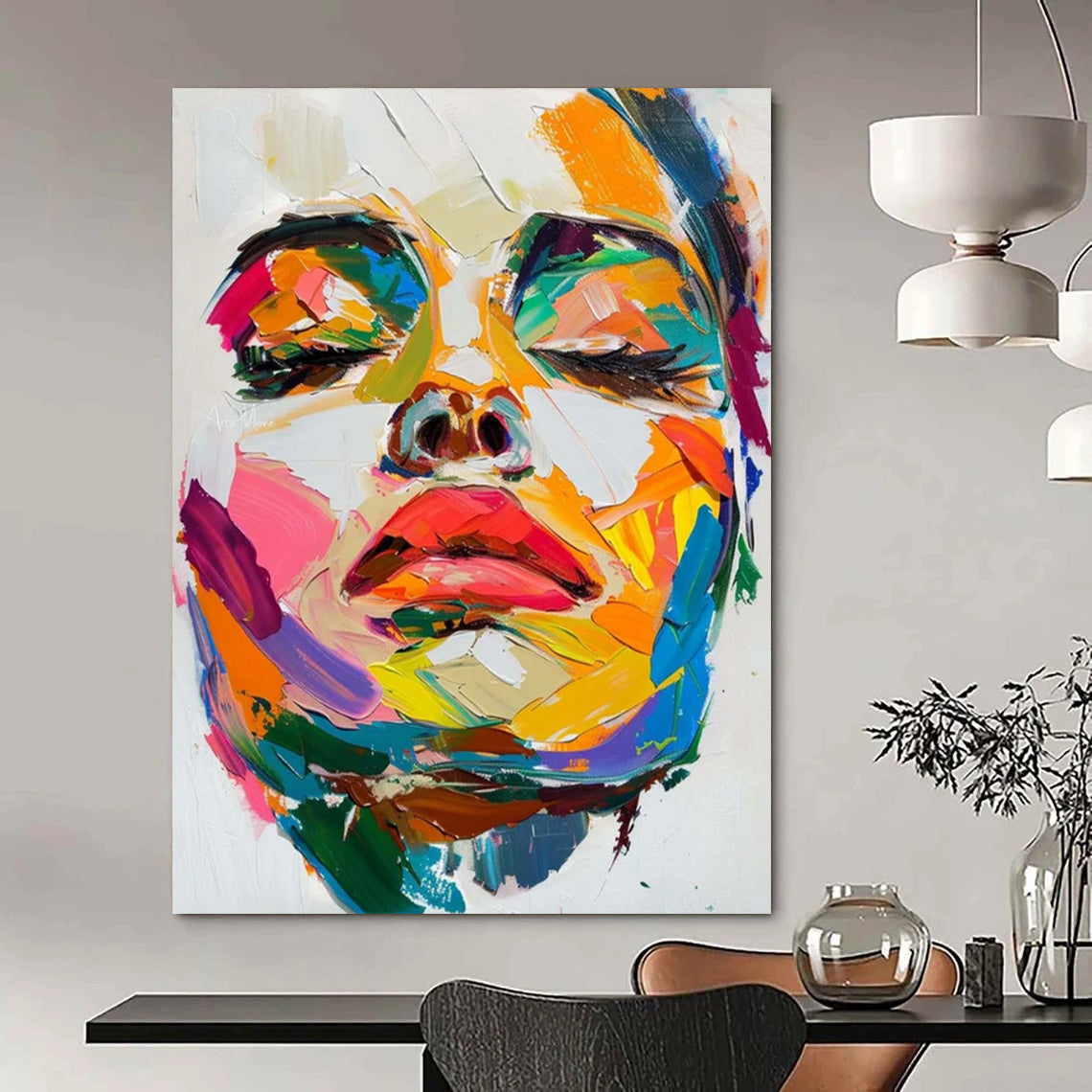“Vibrant Face Impasto” - Expressionist Portrait Painting On Canvas DTP090