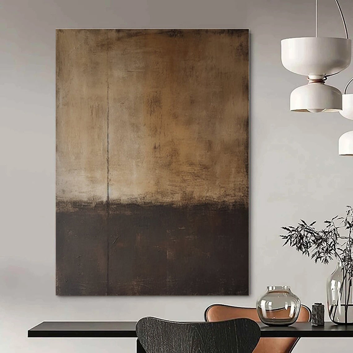Dual - tone Brown Texture - Abstract Textured Acrylic Painting CT1368