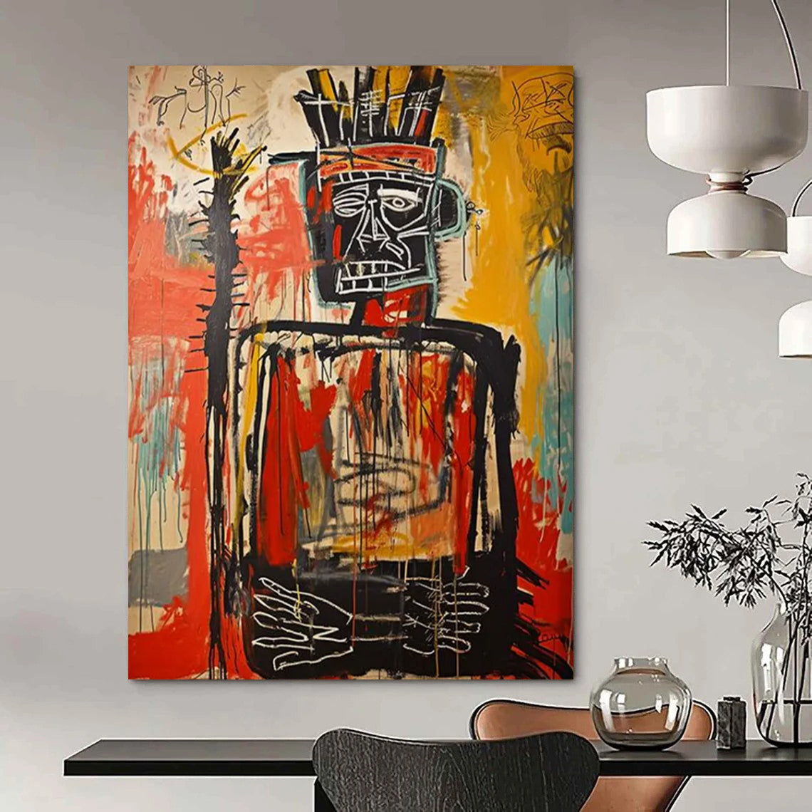 “Regal Tribal Figure” - Basquiat - Inspired Street Art Painting On Canvas DTP108