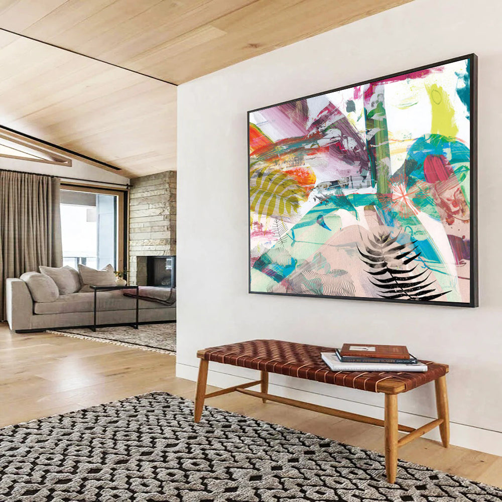 “Vibrant Tropical Collage” Nature - Inspired Abstract Painting On Canvas DLZ118