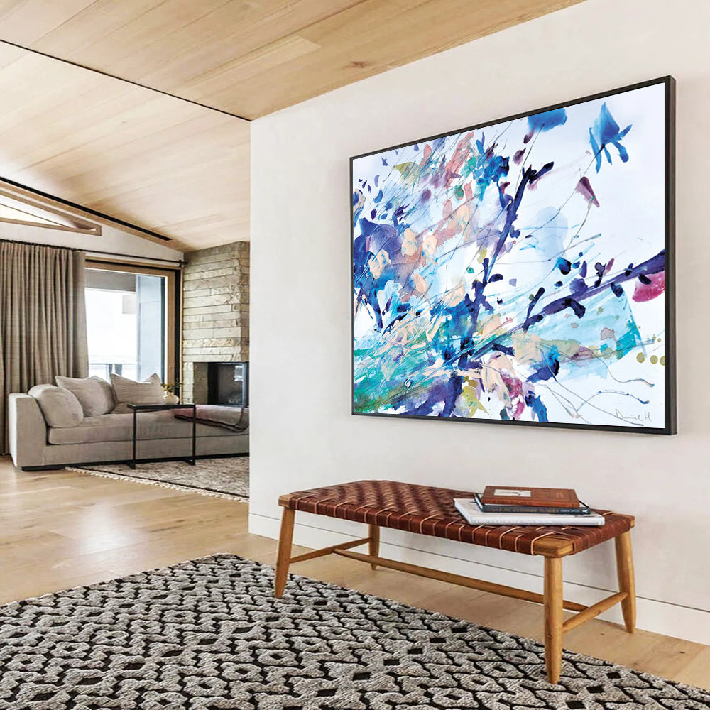 “Colorful Floral Splash” Watercolor - style Abstract Painting On Canvas DLZ147