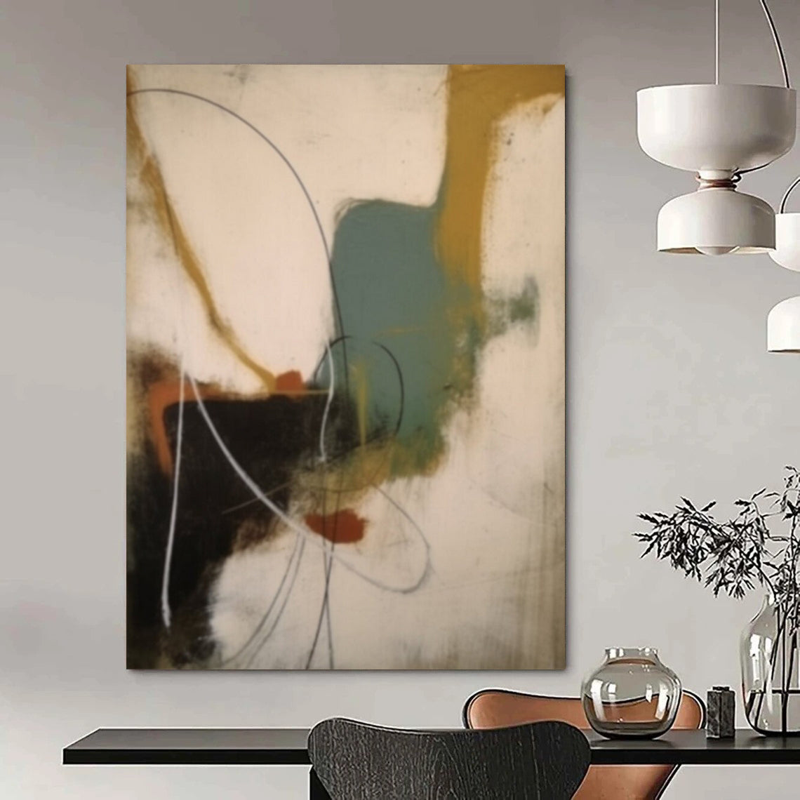 “Colorful, Abstract Fusion ‘Vibrant Interplay’” - Impasto Abstract Painting On Canvas DTP364