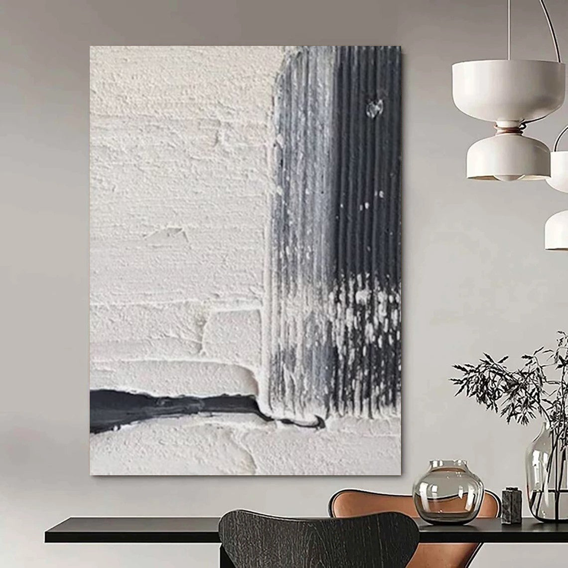 “White - Gray Textured Minimalism” - Minimalist Abstract Painting On Canvas DTP147