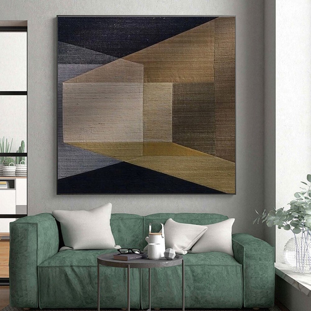 “Brown - Gray Geometric Collage”,Abstract Geometric Style CT0677